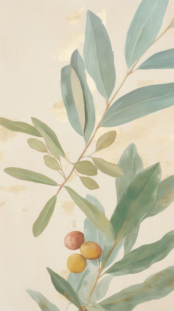 Olive leaf painting plant art.