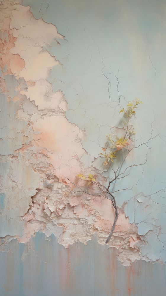 Pastel painting plaster wall.