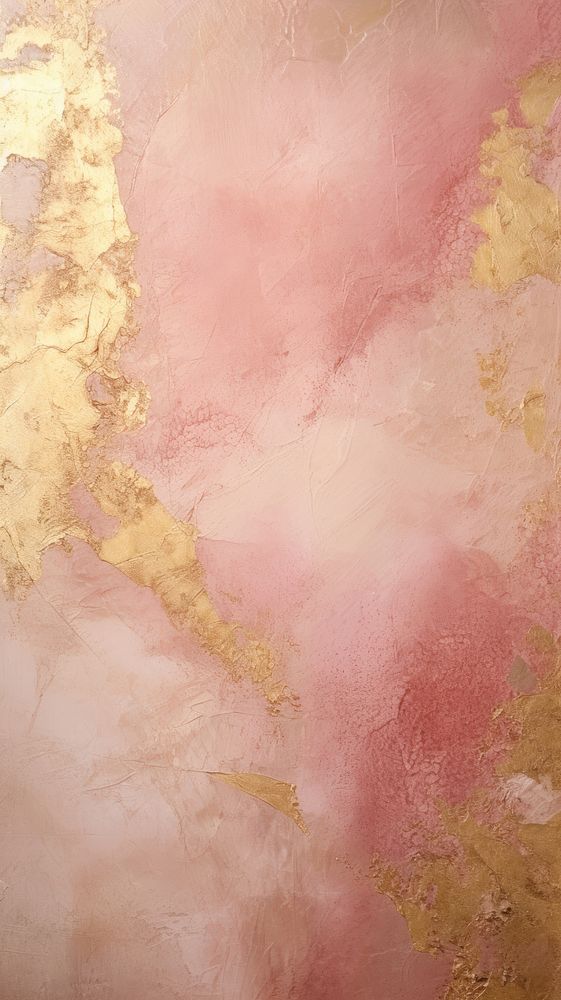 Pink-beige and gold painting plaster wall.