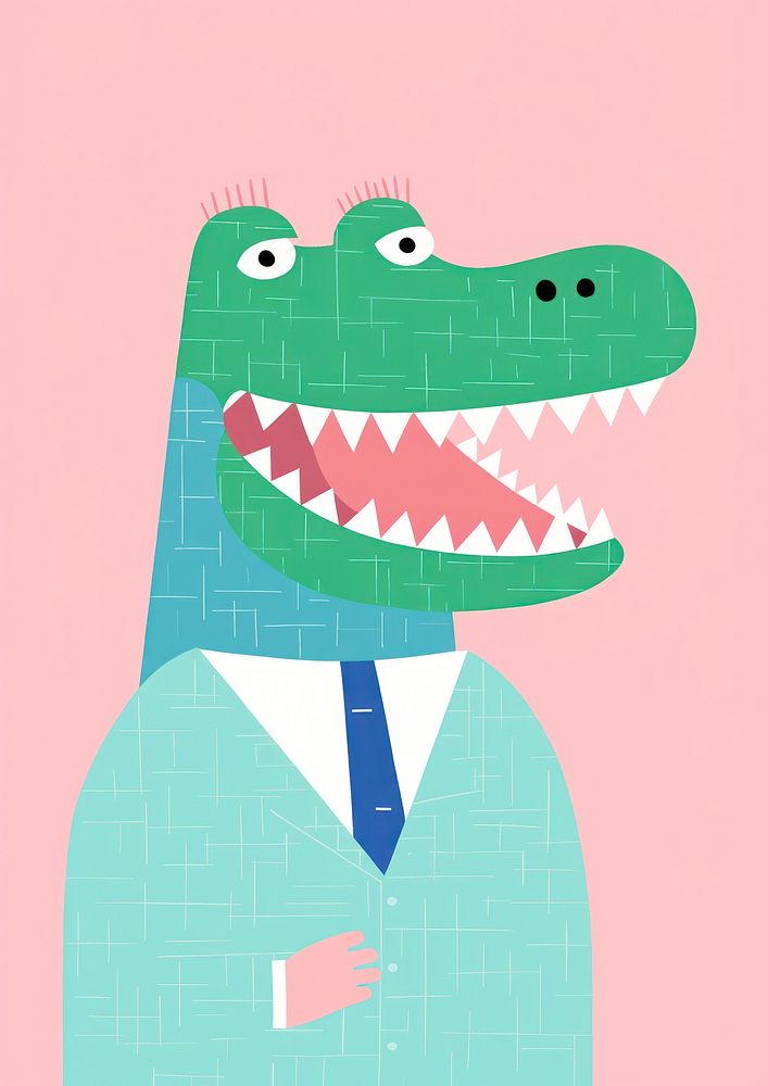 Crocodile dentist animal art representation.