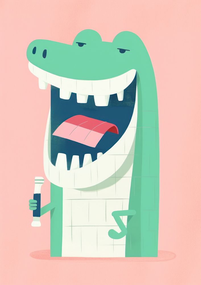 Brushing teeth crocodile animal representation alligator.