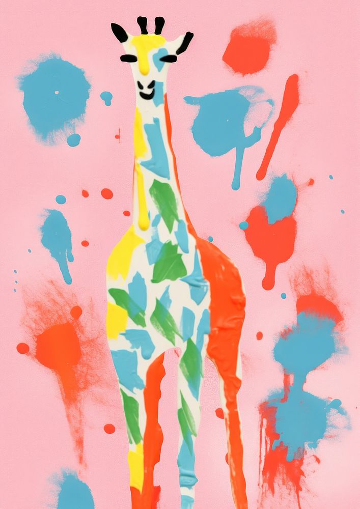 Giraffe art abstract painting.