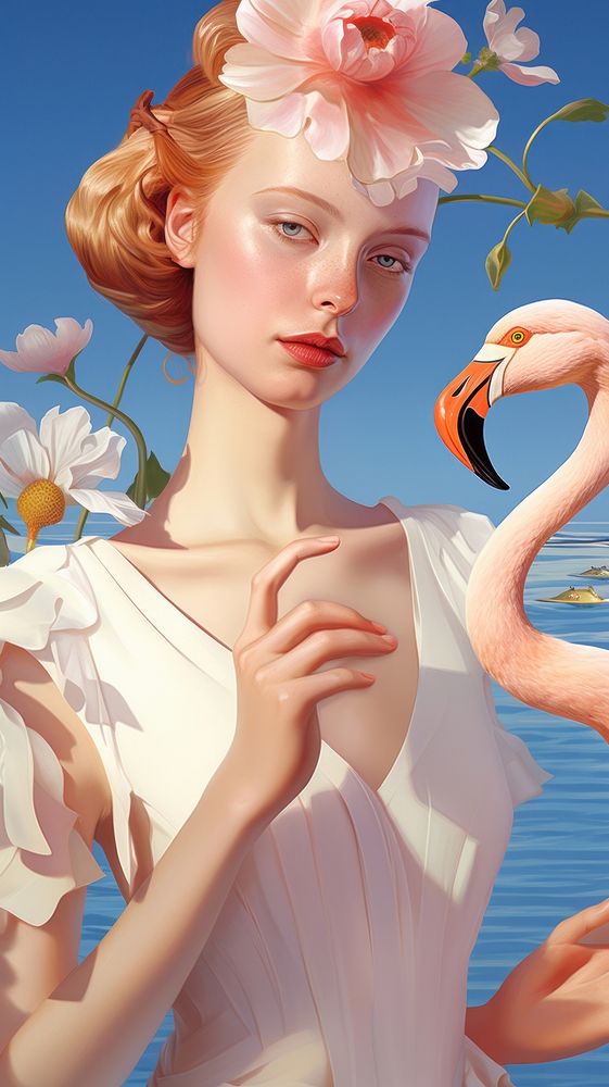 Flamingo fantasy flower adult.
