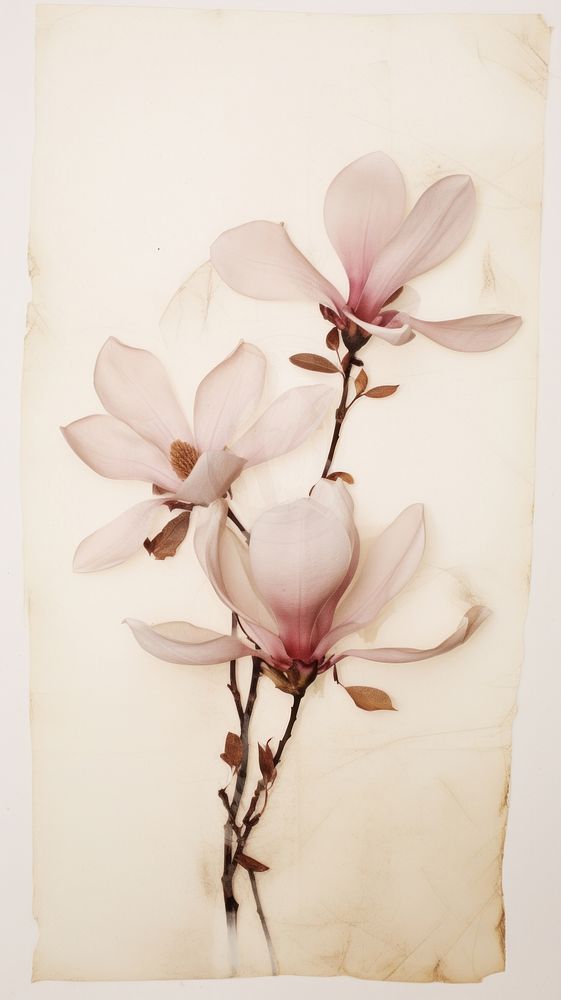 Real pressed magnolia flowers blossom petal plant.