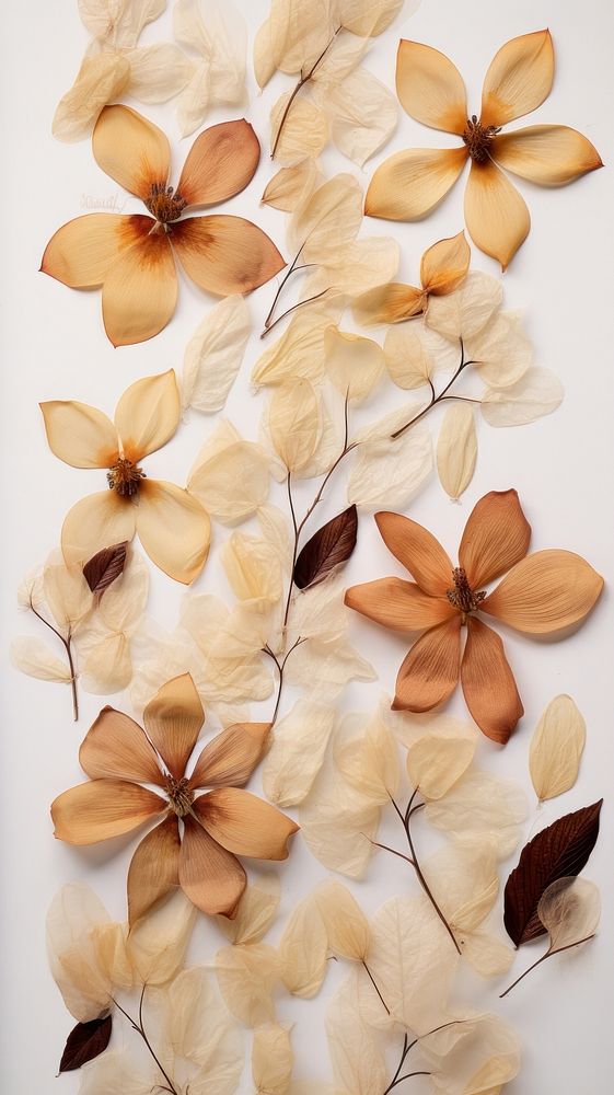 Real pressed magnolia flowers pattern plant petal.
