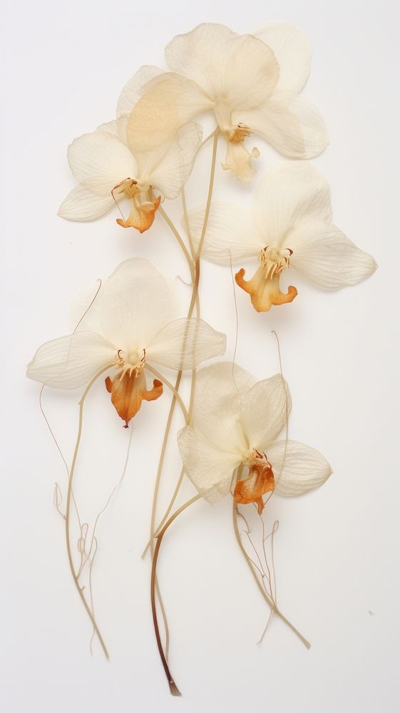 Real pressed orchid flowers petal plant inflorescence.