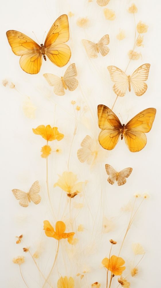 Real pressed butterfly field flower animal insect petal.