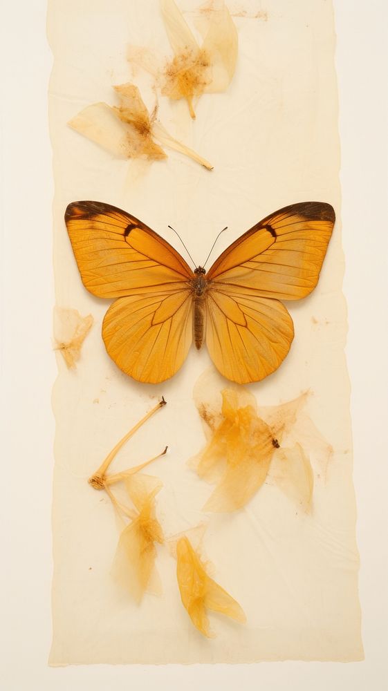 Real pressed butterfly field flower animal insect petal.