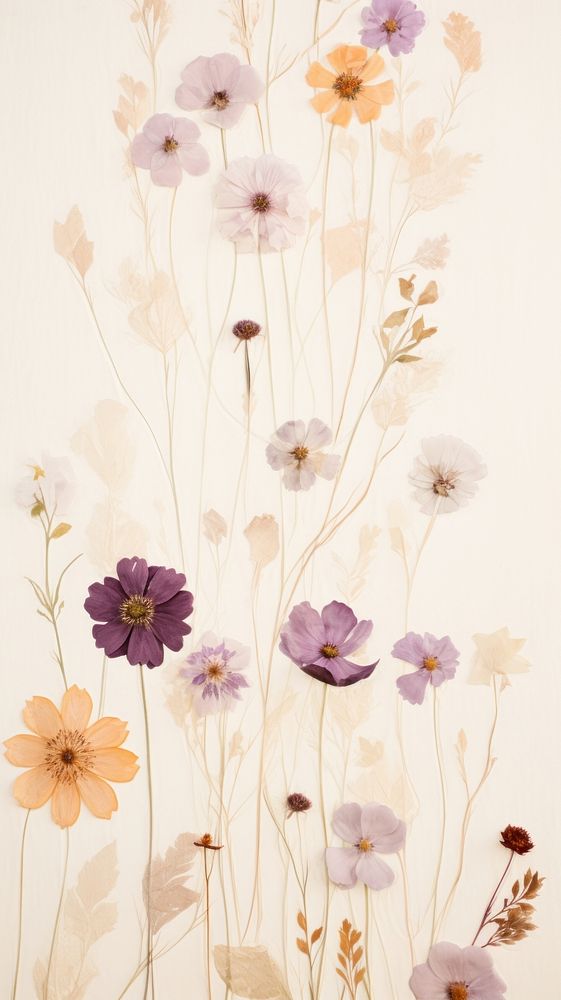 Pressed blooming flowers wallpaper backgrounds painting pattern.