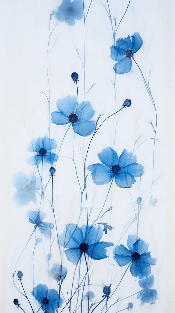 Pressed blue flowers wallpaper pattern plant petal.