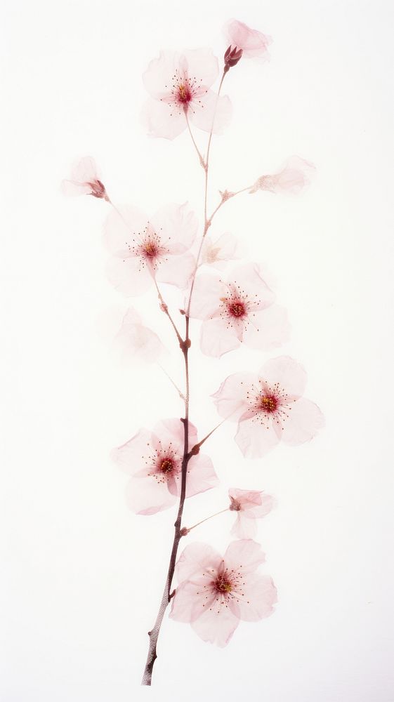 Real pressed cherry blossom field flower plant petal inflorescence.