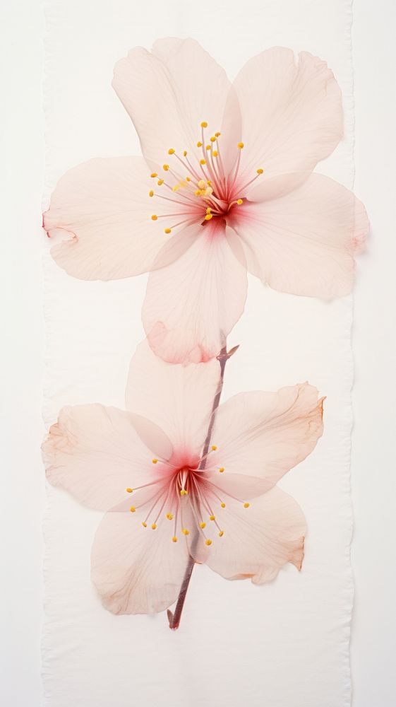 Real pressed cherry blossom flower petal plant wall.