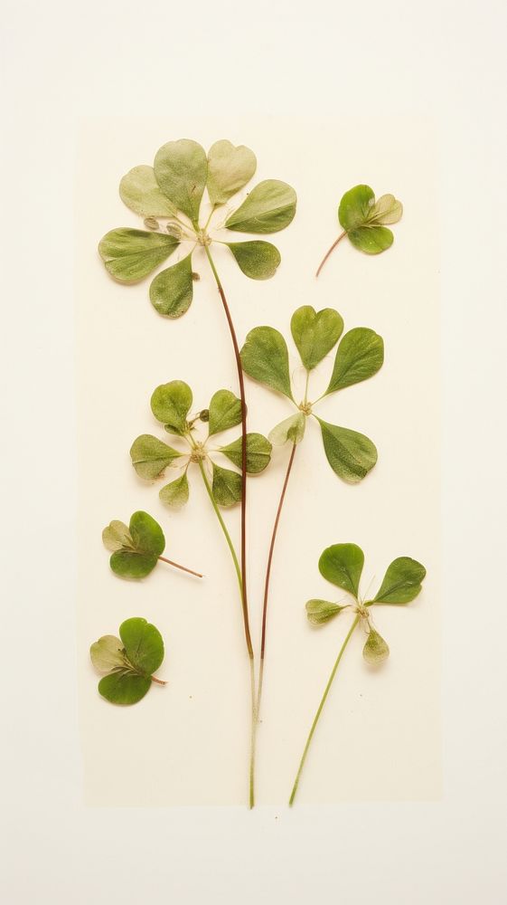 Real pressed clover flower herbs plant.