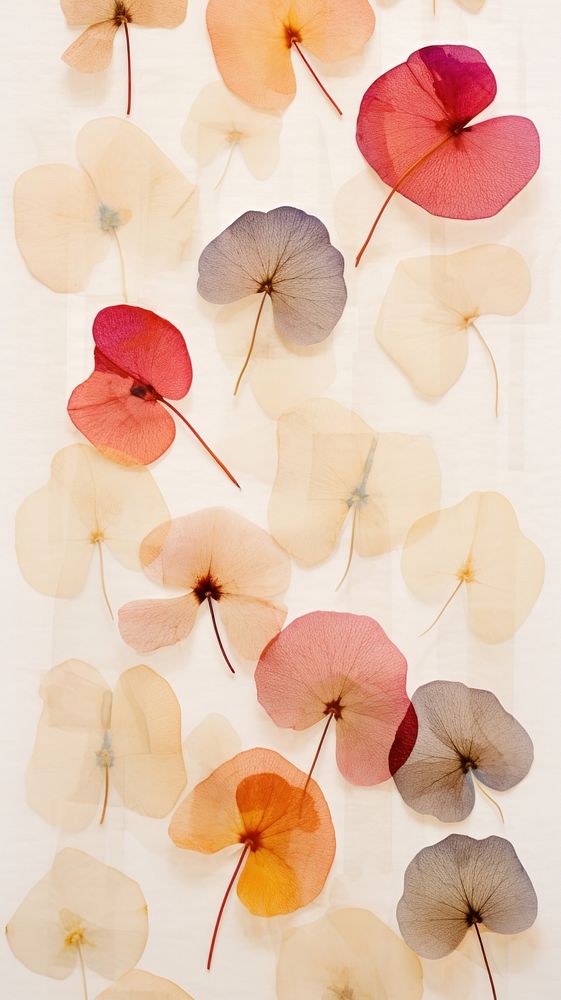 Real pressed colorful flower petals backgrounds plant paper.