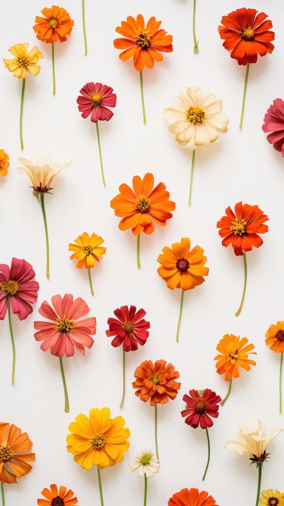 Pressed colorful zinnias wallpaper flower backgrounds petal.