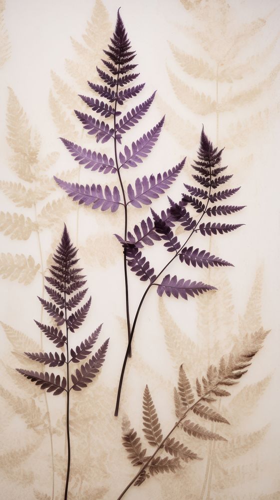 Real pressed fern lavender field flower pattern plant leaf.