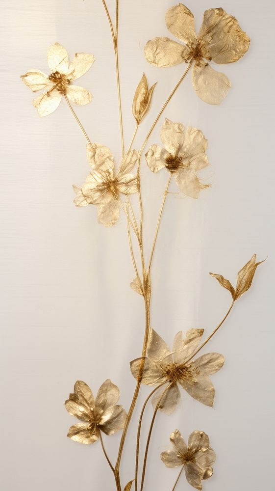 Real pressed gold flowers plant wall art.