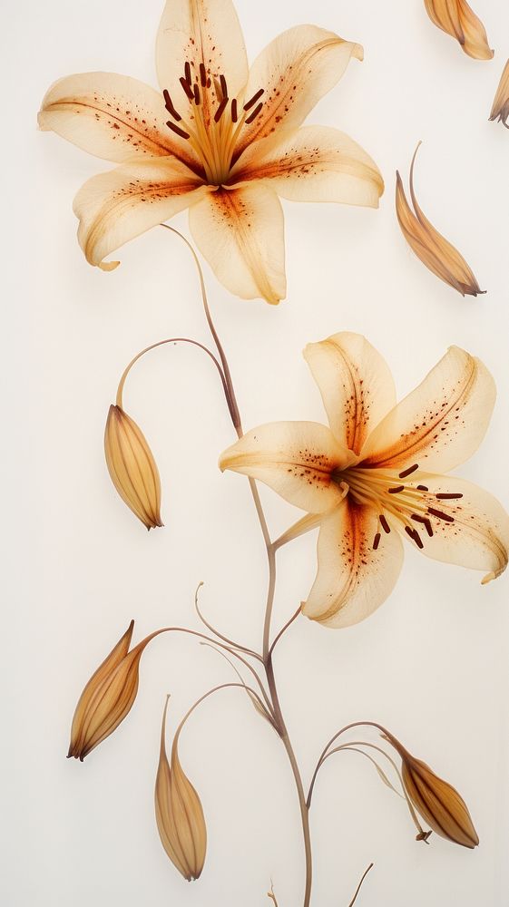 Real pressed lily flowers plant inflorescence fragility.