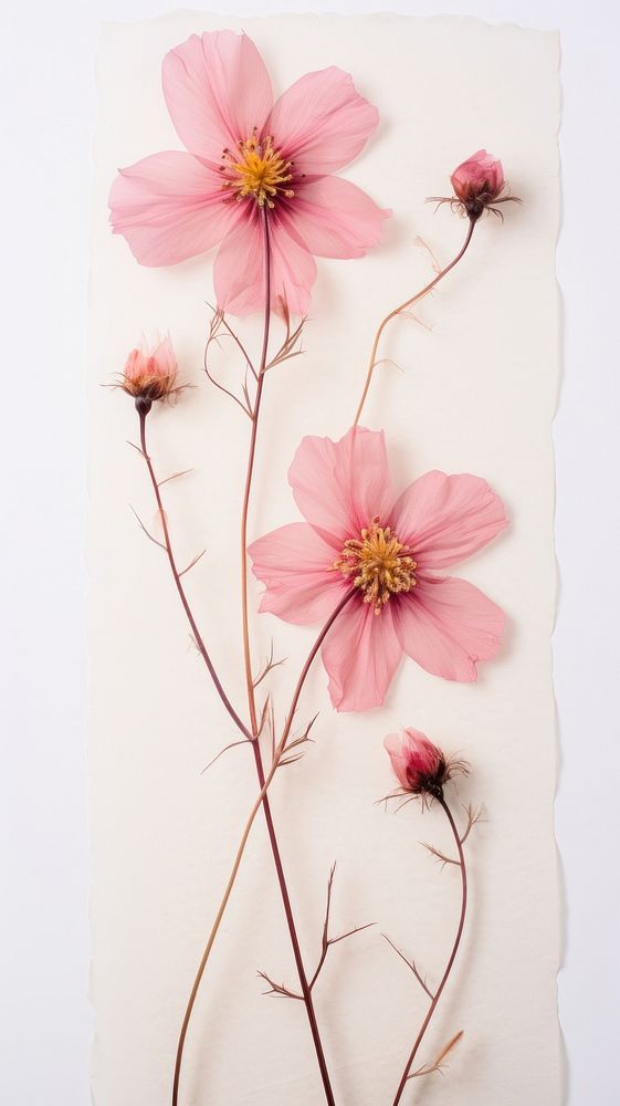 Real pressed pink flowers petal plant art.