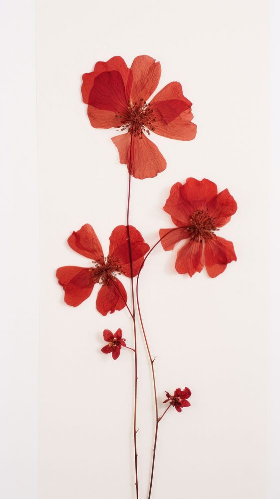 Pressed red flowers wallpaper petal plant inflorescence.