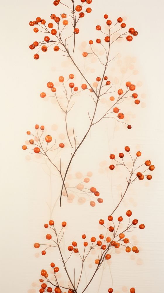 Pressed rowan berries wallpaper pattern flower plant.
