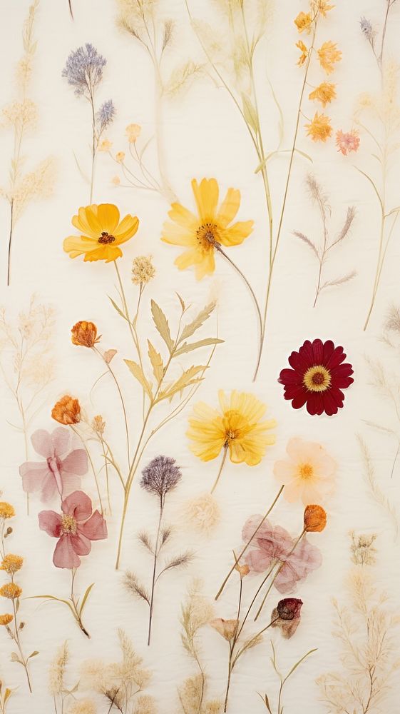 Real pressed summer flowers backgrounds wallpaper pattern.