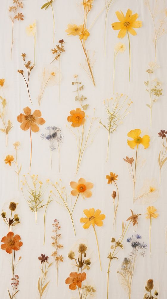 Real pressed spring flowers backgrounds wallpaper pattern.