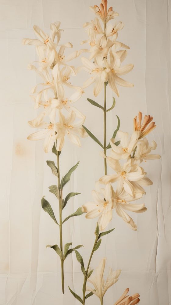 Pressed tuberose wallpaper flower plant herb.
