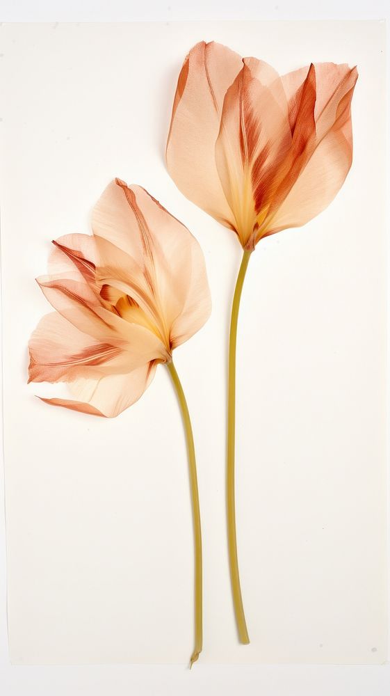 Real pressed tulip flowers petal plant art.