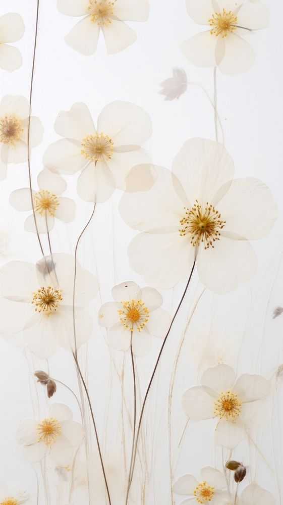 Real pressed white flowers backgrounds Premium