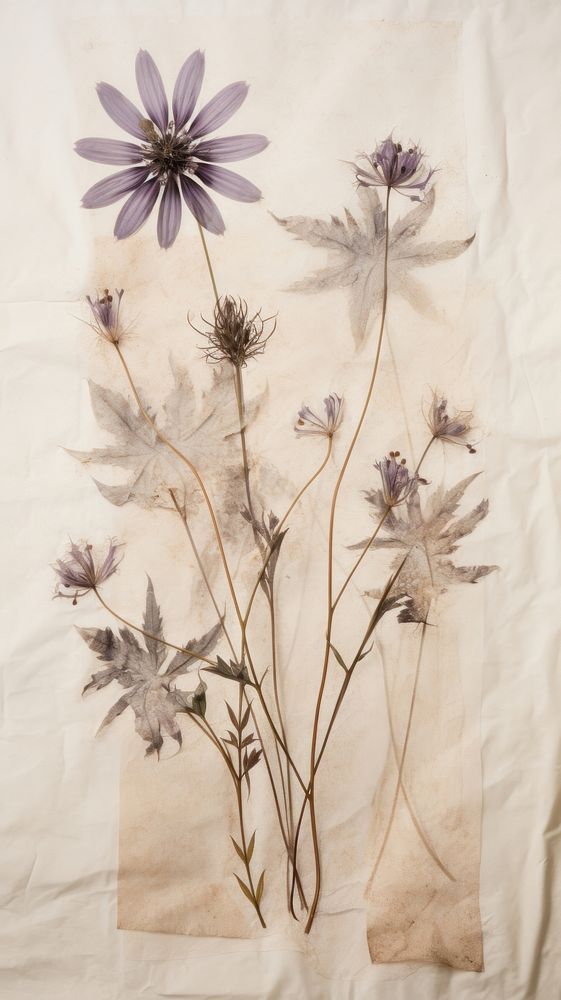 Real pressed wildflower pattern plant paper.