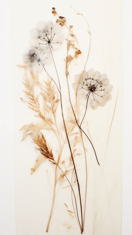 Real pressed winter field flower painting plant art.