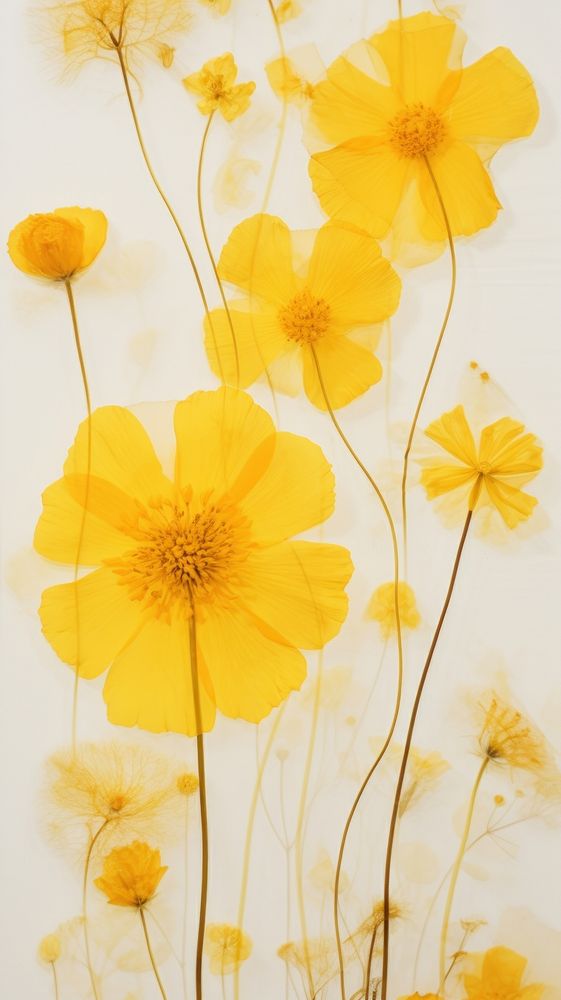 Real pressed yellow flowers backgrounds petal plant.