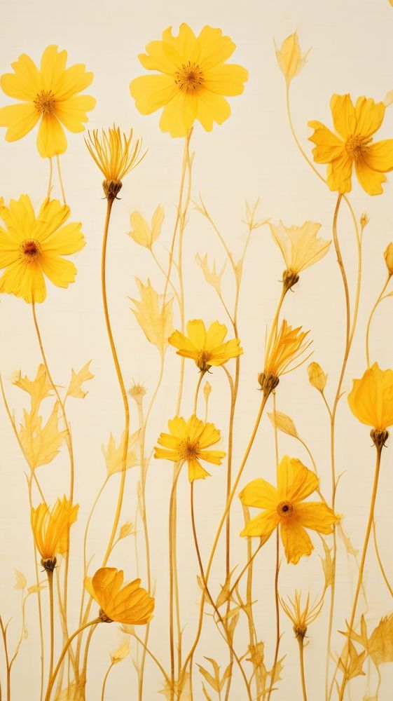 Real pressed yellow flowers backgrounds wallpaper petal.