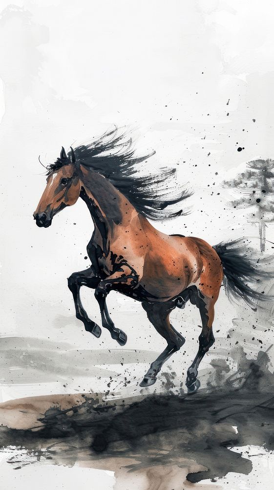 Painting horse stallion animal.