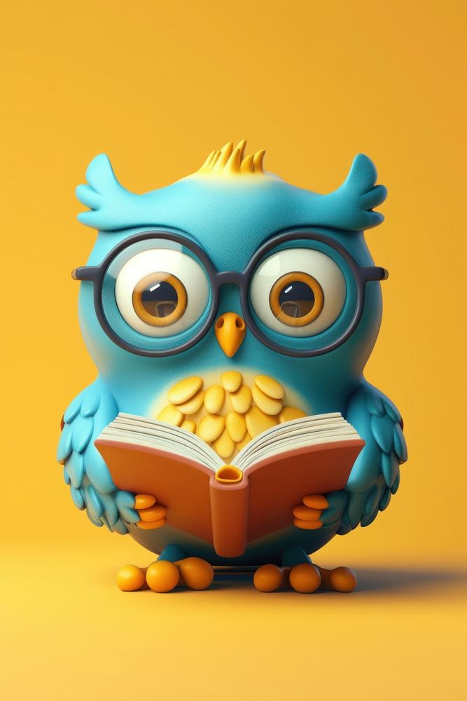 Owl reading a Book animal book owl.