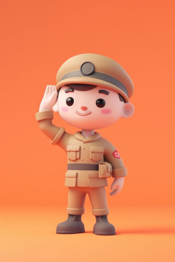Soldier salute pose cartoon human cute.