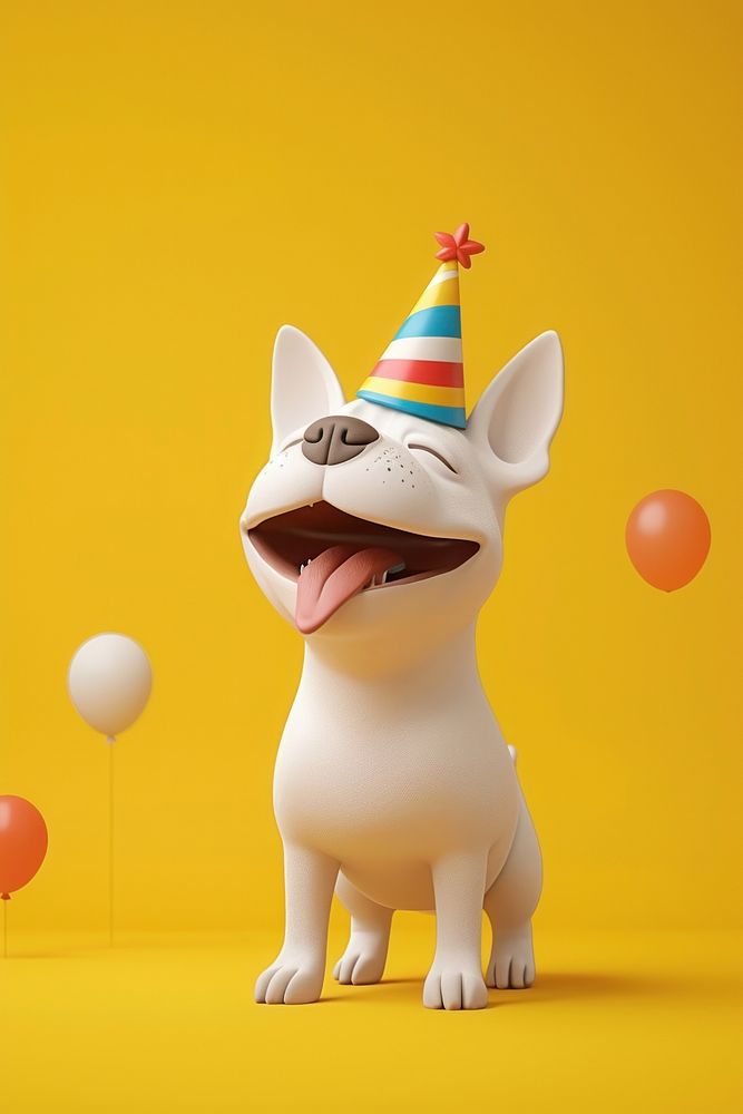 Dog with birthday hat balloon mammal animal.
