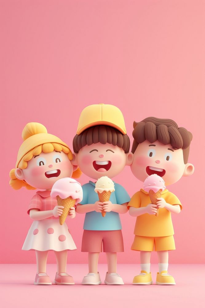 Kids eating ice-cream figurine human cute.
