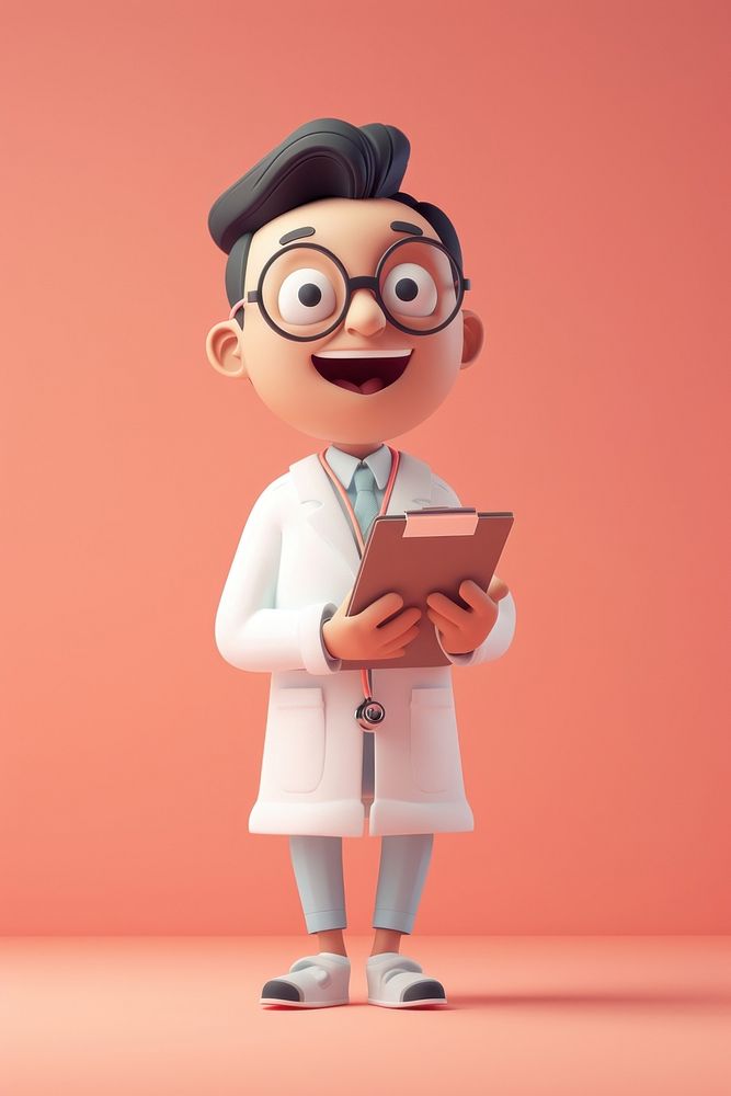 Doctor holding clipboard cartoon doctor human.