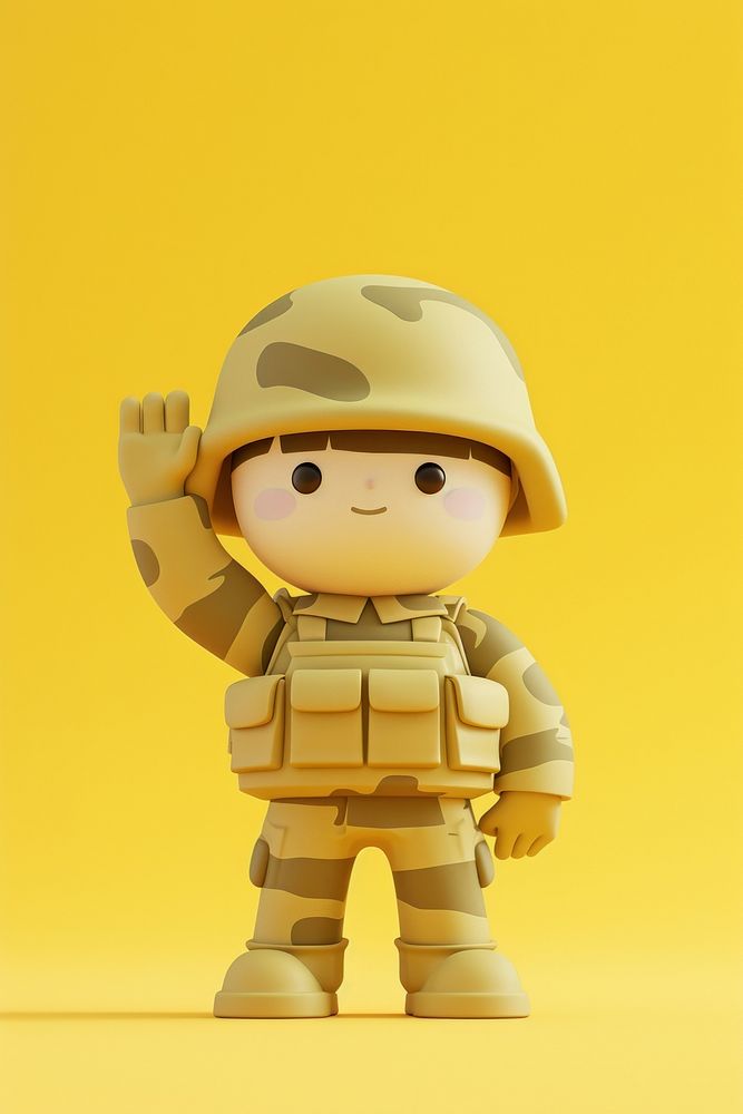 Soldier salute pose human cute representation.
