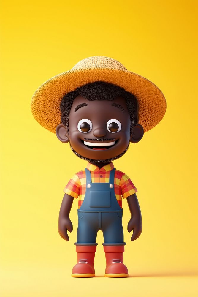 Black farmer cartoon human cute.