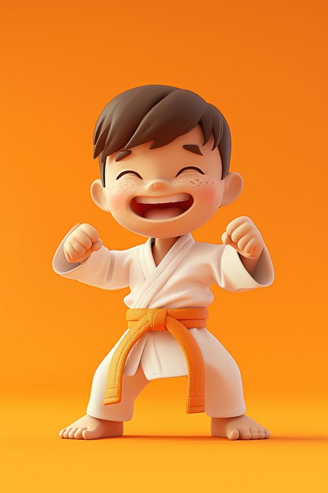Kid in karate outfit cartoon human cute.