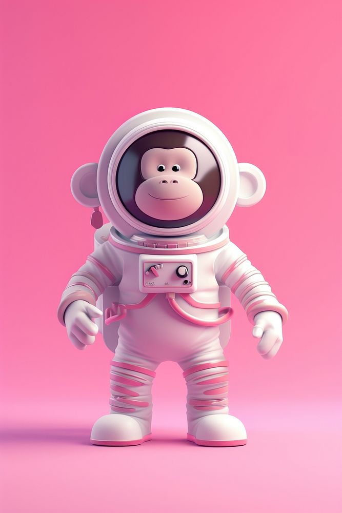Monkey in astronaut suit cute toy representation.