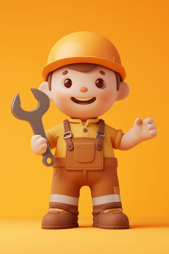 Mechanic holding a wrench human cute toy.