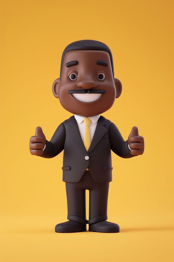 Black businessman thumbsup human toy anthropomorphic.