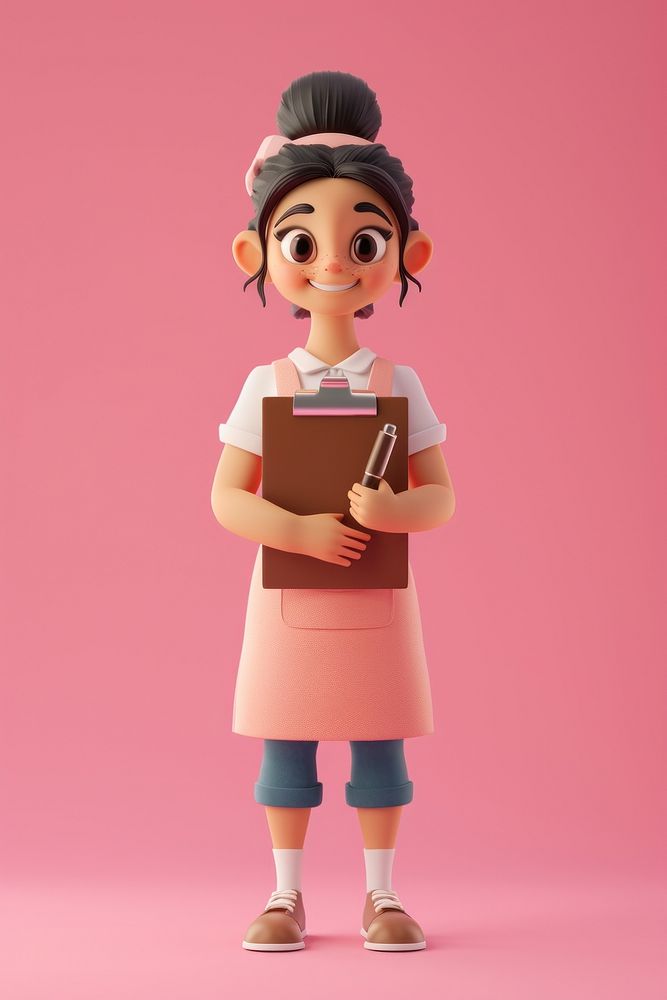 Female waiter cartoon human portrait.