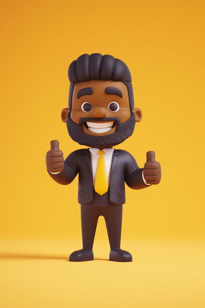 Black businessman thumbsup figurine human toy.