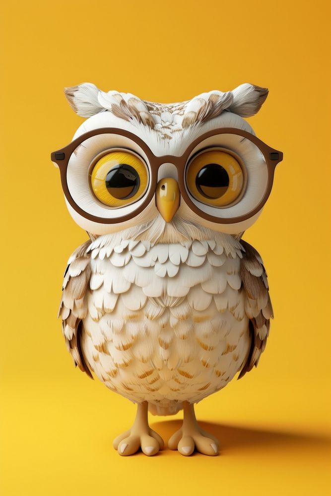 Owl holding a glasses animal owl bird.