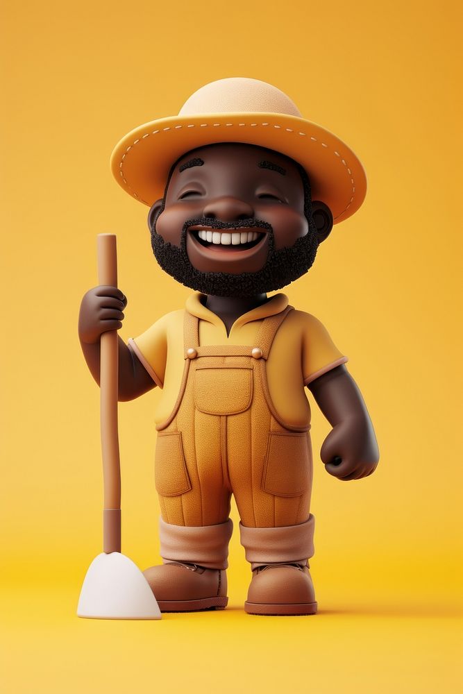 Black farmer figurine human cute.